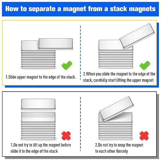 FINDMAG Small Bar Magnets, 100 Pack 20x5x2mm, Strong Rare Earth Magnets | Slim neodymium magnets with a flat rectangular profile; for lockers, whiteboards, crafts, office organizers and models