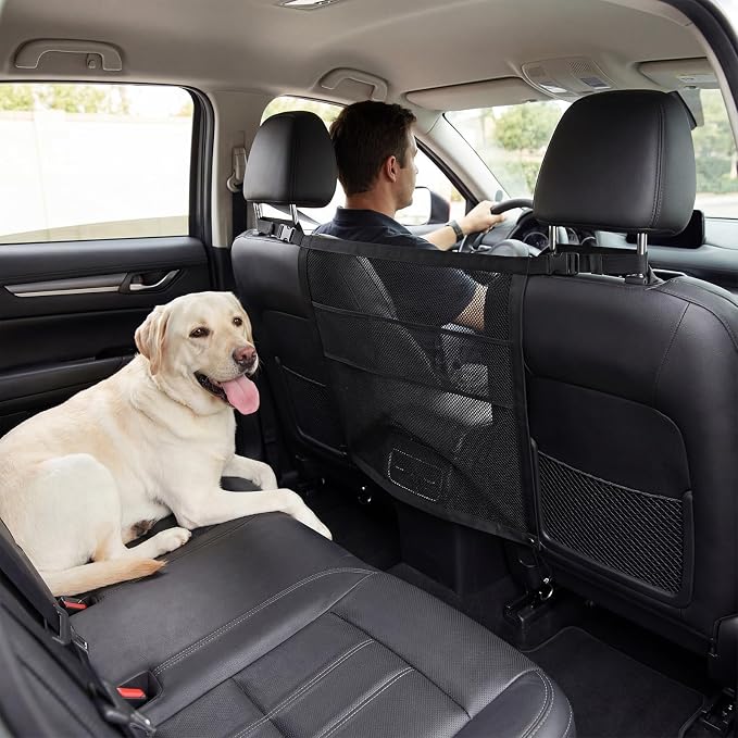 2026 New Dog Car Barrier with Mesh Organizer,Pet Safety Divider, Dog Car Net Easy Install for Cars & SUV,Truck