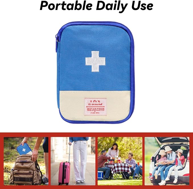 Faylapa 3 Pcs Mini Empty First Aid Bag, 7x5 inches Mini Portable Medical Pouch, Travel Emergency Multifunction Emergency Storage Bag for Hiking, Home, Travel, Camping, Outdoor, Car, Office(Bag Only)