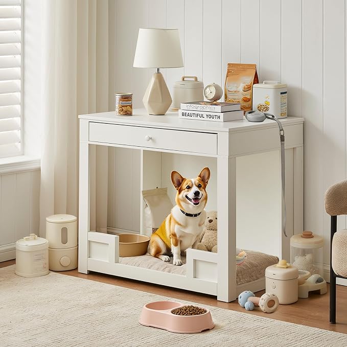OFCASA Indoor Dog House Furniture for Small/Medium Dogs with Storage Drawers, 35.8 x 24 x 31.5 Inch Multi-Functional Stylish Dog Kennel Furniture as TV Stand & End Table (Without Pad)