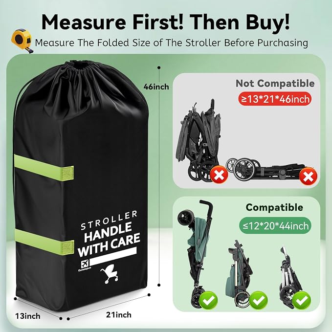 Stroller Bag for Airplane, 46" H x 21" W x 13" D, Baby Travel Essentials | Stroller Cover for Air Travel, Gate & Baggage Check,Fit Single/Double/Jogging/Umbrella/Baby Stroller Travel System as Chicco