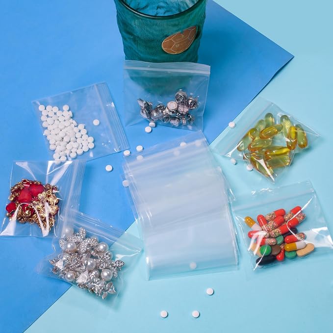 500 Packs Pill Bags 6 mil Sturdy 3x2.75 inch Pill Pouches BPA Free Seal Waterproof Handy Reusable Pill Bags for Travel Small Plastic Bags for Pill Organizer, Jewelry and Small Craft Pieces