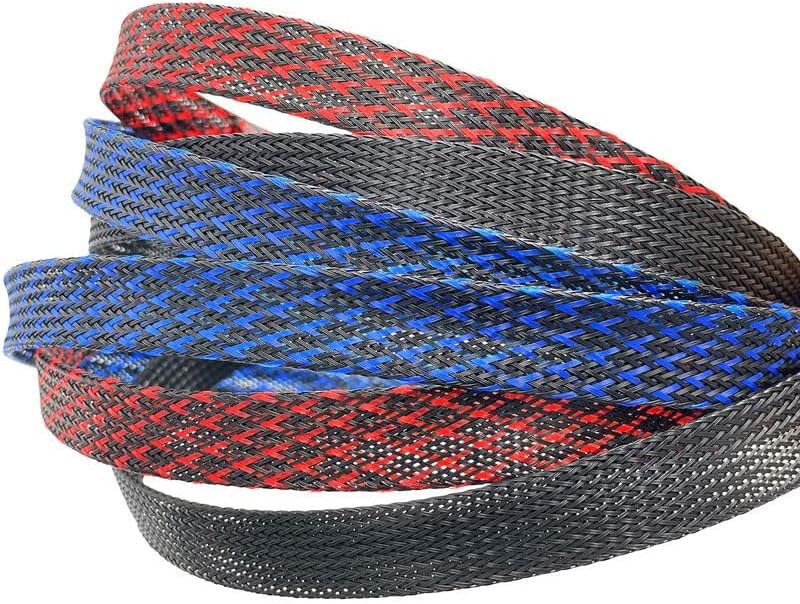 25Ft-1.5inch PET Expandable Braided Wire Sleeving,Wire Loom Cable Sleeve for TV,Computer,Home Theater,Automotive,Home Industrial,Electrical Wires,Chemical,Protect Cat from Chewing Cords,Black