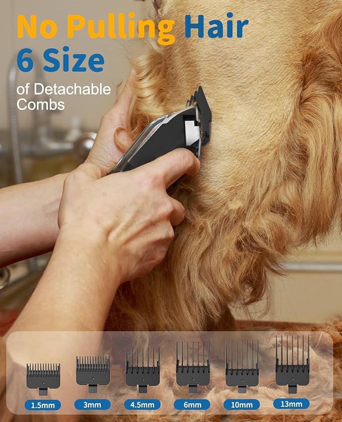 Cordless Dog Clippers for Grooming Professional for Thick Hair Coats, Low Noise Shaver Pet Grooming Kit with LED Display, Razors Dog Hair Shears Ceramic Blade, Pet Hair Trimmer for Dogs Cats (MS041)