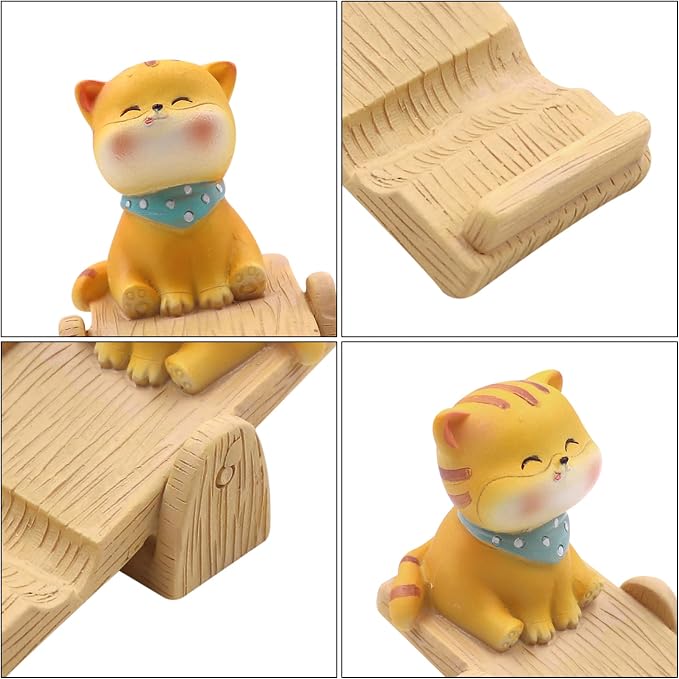 Cute Cat Cellphone Stand Holder Cartoon Smartphone Desk Holder for All Mobile Phones Animal Phone Stand Desk Ornament - Compatible with All Brands