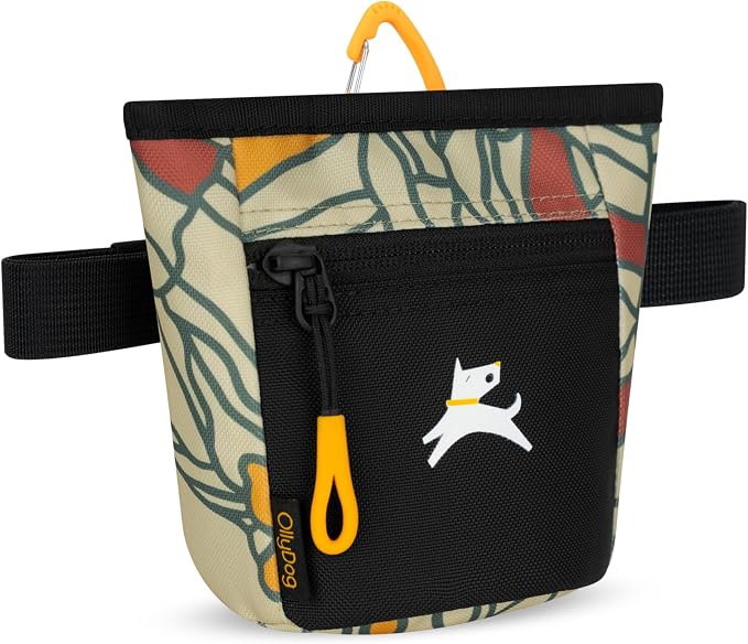 OllyDog, Goodie Treat Bag, Dog Treat Training Pouch | Magnetic Closure | 3 Ways to Wear | Hands-Free Waist Belt | Water-Resistant Recycled Vegan Fabric (Fiori)