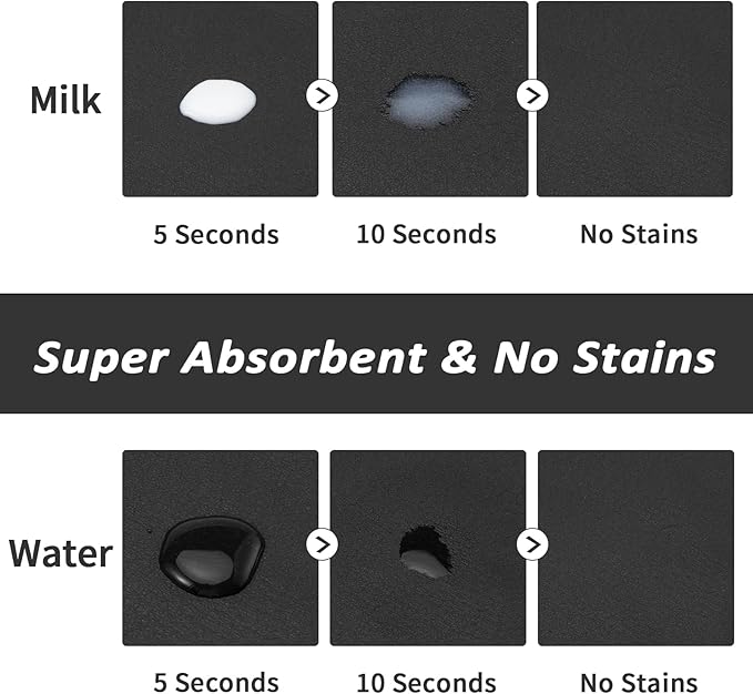 HotLive Dog Food Mat - Absorbent Cat Mat for Food and Water, No Stains Pet Feeding Bowl Mat, Easy to Clean Pet Placemats, Quick Dry Dog Water Dispenser Mat for Messy Drinkers | Paw Black 18"x 34"