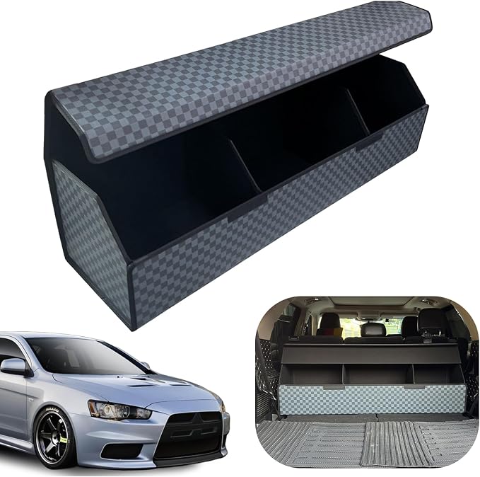 Car Trunk Organizer for For Mitsubishi Lancer Evolution - Custom Fit,Outdoor Trunk Organizer with Leather,Hook and Loop Fastener,4-Layer Cover,For Mitsubishi Lancer Evolution 2008-2017