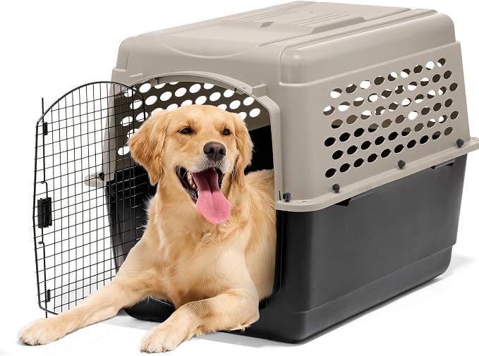 Petmate Vari Dog Kennel, Carrier for Large Dogs, 40in, Taupe and Black | Airline Friendly and Made of Durable Plastic, This Pet Crate Works Great for Home and Travel