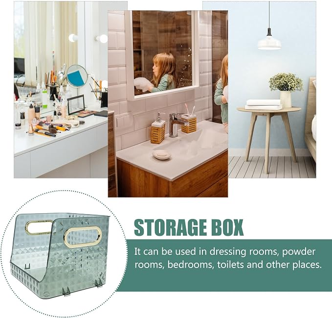 Portable Desktop Storage Box for Small Items and Makeup Organizer with Smooth Polishing, Sturdy Pet+abs Material, for Bedrooms and Bathrooms, Easy to Use Storage Case