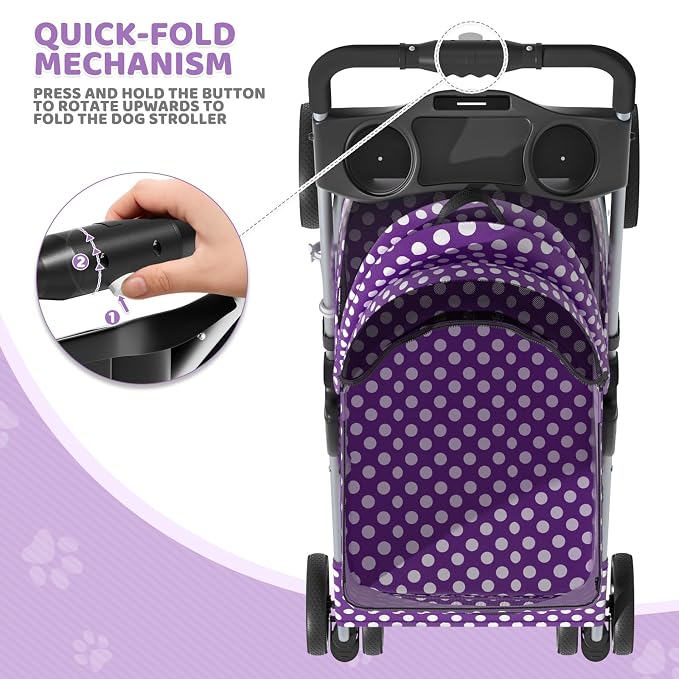 Magshion 3-in-1 Foldable Pet Stroller for Small to Medium Dogs and Cats | Dog Travel Jogger with Detachable Carrier, Cup Holder & Storage Basket, For Small/Medium Dogs & Cats Up to 33 lbs