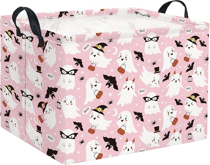 Rectangular Halloween Basket for Boys and Girls Kids Trick or Treat Pumpkin Basket for Halloween Parties Cute Storage Bin Organizer Box Room Decor(Mask Halloween)