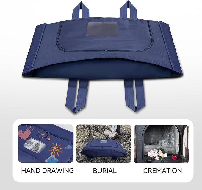 Pet Burial Bag Dogs, Cats, Medium Pets 20-40lb - Pet Casket Box(Blue, M)