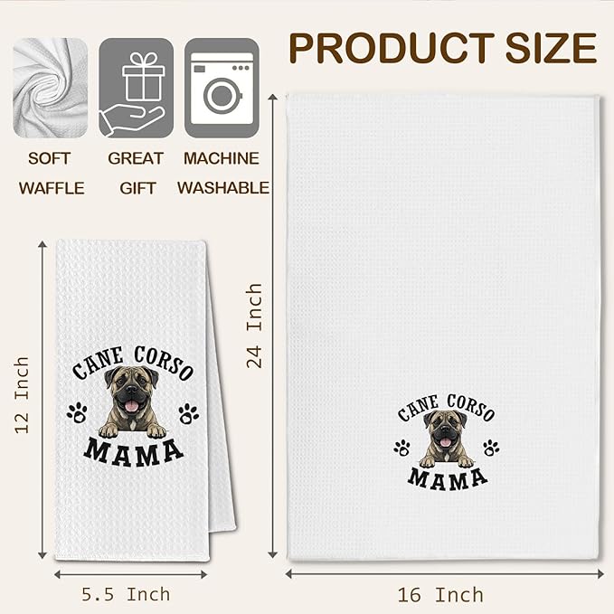 Cane Corso Kitchen Towels, Dog Mama Cane Corso Gifts for Women & Dogs Moms, Dog Lover Gifts Decorative Hand Towels for Bathroom, 16x24 Inch
