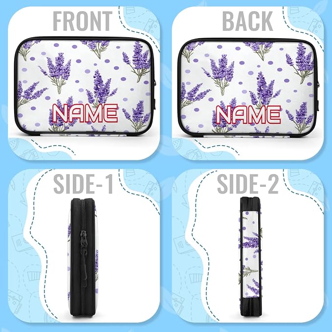 Custom Electronics Organizer Purple Polka Dots Lavender Travel Cable Pouch Large Tech Accessories Case Waterproof Cord Storage Bag for Power Bank Charger Phone Earphone
