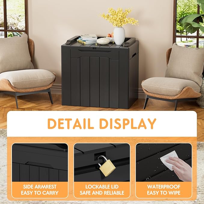 YESHOMY 30 Gal Plastic Storage Bins with Lid Stackable Box Organizers for Living Room, Office, Dorm, 2 Pack, Black