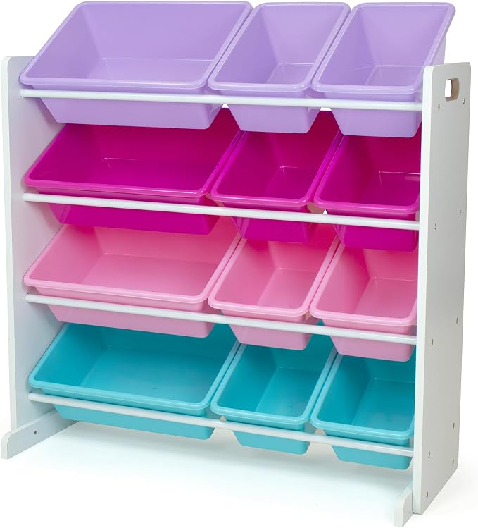 Humble Crew Kids Toy Organizer with 12 Bins, 4 Tier Storage for Playroom