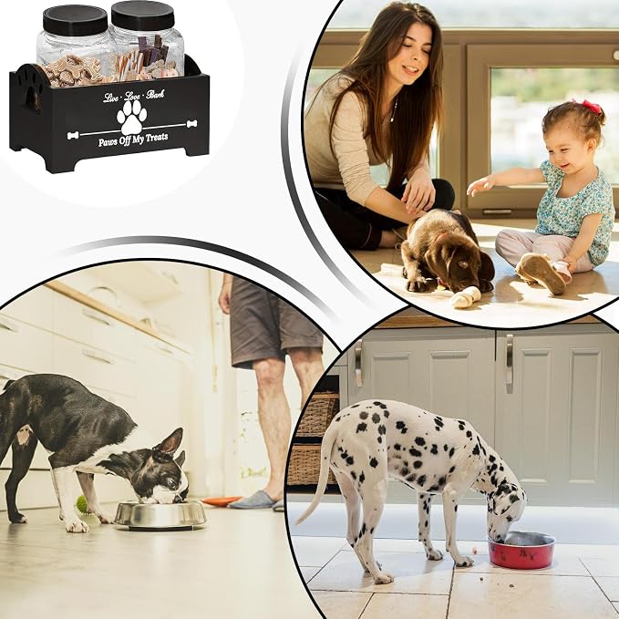 Dog Treat Container - Wooden Puppy Cookie Holder, Wooden Pet Food Holder Organizer | Multifunctional Airtight Dog Food Storage Container, Cat Cookie Jar, Dog Stuff Organizer For Dog, Cat PET OWNERrr