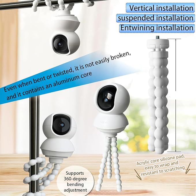 Flexible Octopus Camera Tripod Stand with HelloBaby HB6550/ HB6560/ HB65/ HB40/ HB6339/ HB66, ANMEATE SM935E Monitor,with Base for TP-Link Tapo C200 C210 C220,No Drilling Universal Holder