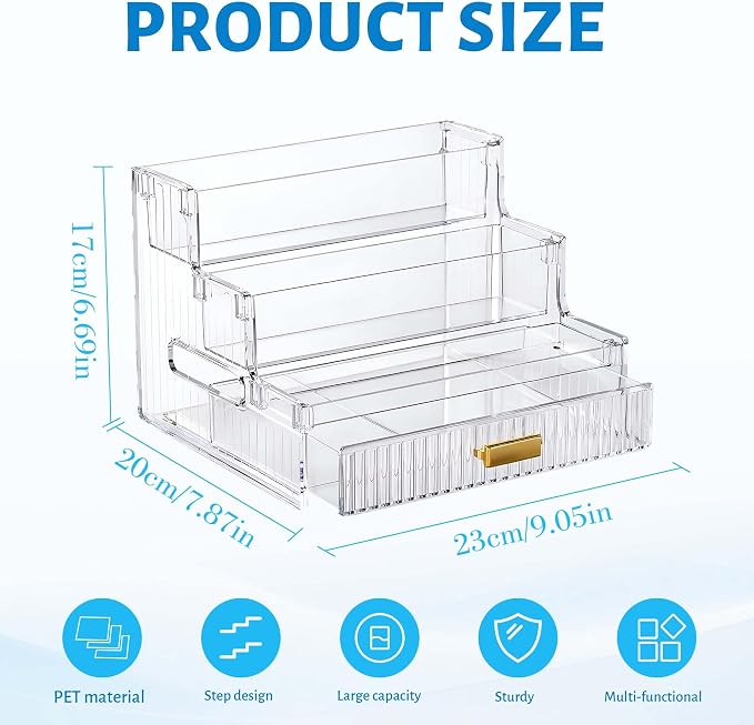 3-Tier Vitamin Storage Organizer with Drawers Organizer For Medicine Bottle | Organizer For Vitamin&Medicine Bottle,Vitamin Bottle Organizers for Countertop,Bathroom Cabinet Storage Organizer Multi-Bin