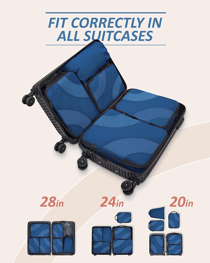BAGSMART Compression Packing Cubes for Travel | Lightweight suitcase organizers bag set, space-saving double zipper expansion for carry-on luggage & travel organization