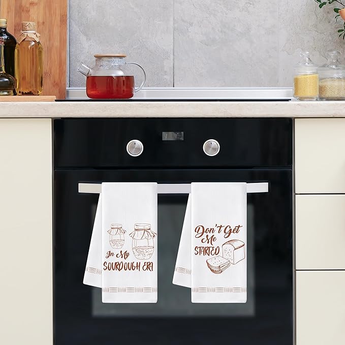 GROBRO7 Funny Sourdough Hand Towel - 6Pcs Fun Bake Bread Kitchen Dish Towels Soft Polyester Cleaning Dishcloth for Home Dining Room Restaurant Bath Decor Baking Gifts for Baking Lovers Women Hostess