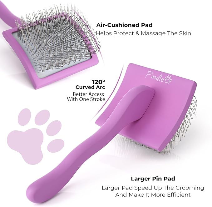 Slicker Brush for Dogs - Detangling Dog Brushes for Grooming with Soft Bristles & long Pins - Professional Cat Deshedding Tool to Removes Tangles & Dirt (large)