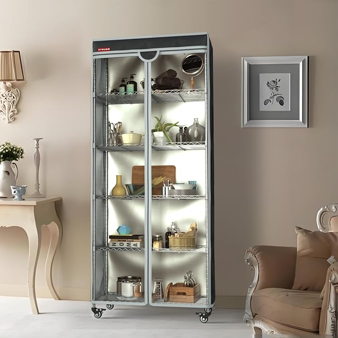 Shelf Cover for Wire Shelving, Fits 48"L x 24"D x 72"H Shelving Unit | Waterproof Dustproof Rack Cover with Transparent Front Panel, For Shelving in Garage, Storage & Utility Room (No Shelves)