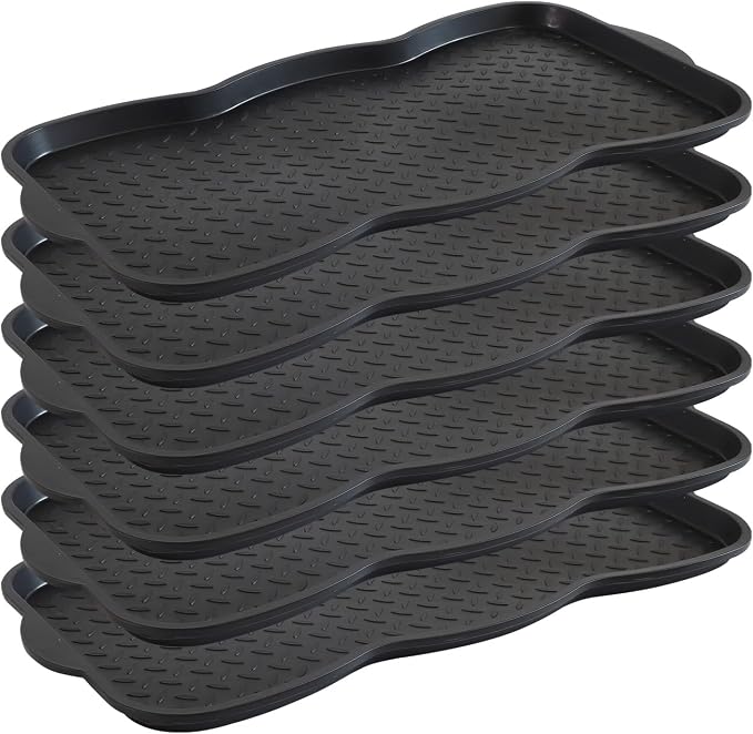 Boot Tray for Entryway, 6 Pack Waterproof Shoe Trays for Indoor Outdoor Use 30"x15" Durable Shoe Mat with Raised Edge, Non-Slip Tray for Boots, Pets, Garden & Muddy Shoes