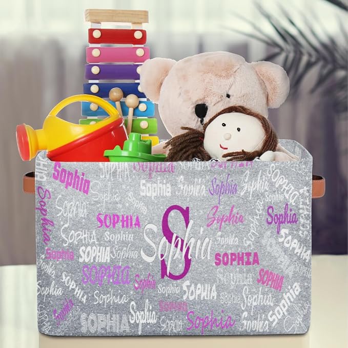 Custom Rectangular Baby Storage Basket, Kids Toys Bin, Books Shelf Basket, Clothes Towel Storage Bin for Nursery, Gift Basket, Pet Basket, Silver Sequins Glitters Effect Print