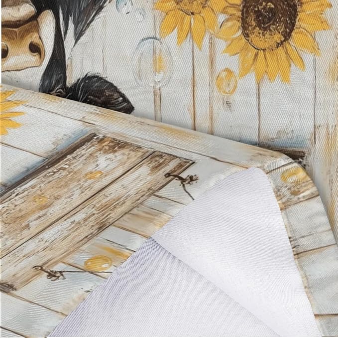 Sunflower Cow Plastic Bag Holder Wooden Board Grocery Bag Storage Dispenser Washable Hanging Shopping Bags Carrier Reusable Wall Mount Trash Bag Organizer for Kitchen Pantry