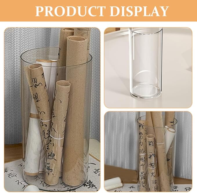 SEWACC Plastic Cylinder Storage Organizer for Calligraphy Works and Paintings, Versatile Pet Art Supply Container with Simple Elegant Design, for Home and Office Use