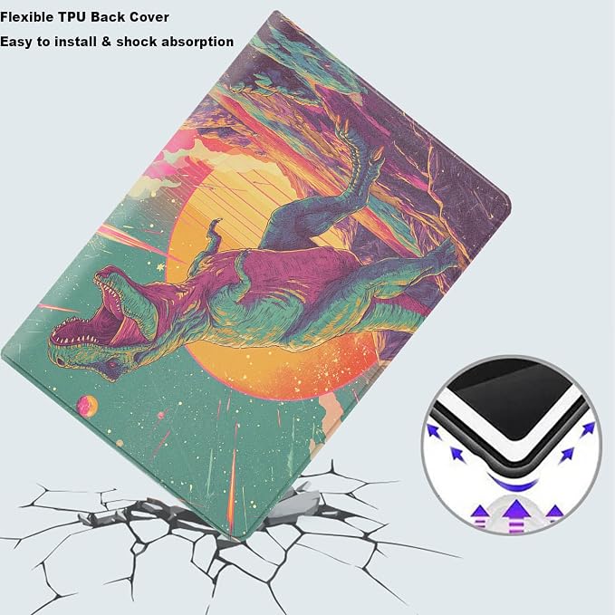 Tablet Case for iPad 11th A16 2025 (11 Inch)/10th Generation 2022 (10.9 Inch),Shockproof Protective Cover with Stand,Auto Wake/Sleep,Dinosaur Space