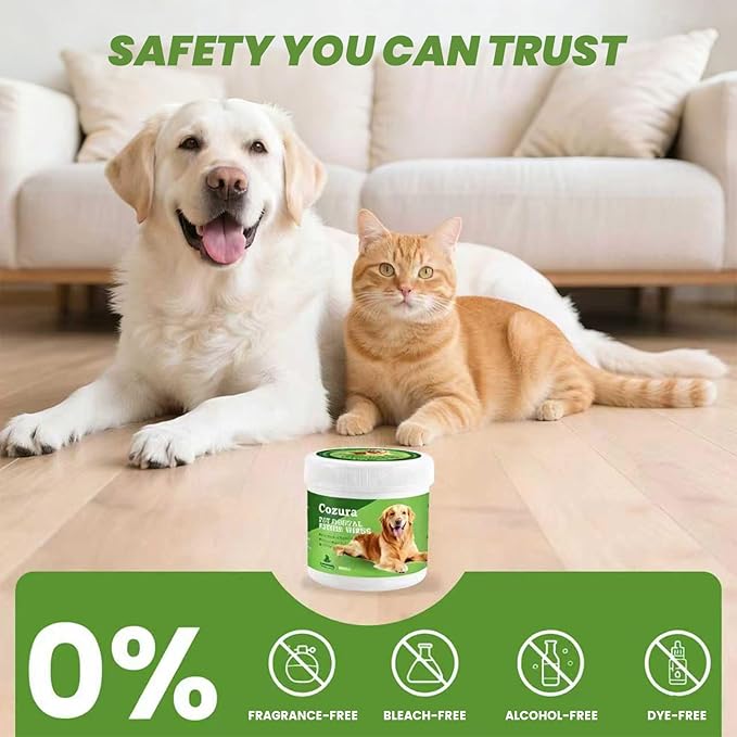 Dog Dental Wipes for Teeth Cleaning - Removes Plaque & Tartar, Effective Toothbrush & Toothpaste Alternative Kit Finger Pet Dental Care Pads, Fresh Breath for Dogs & Cats - 60ct, Unscented