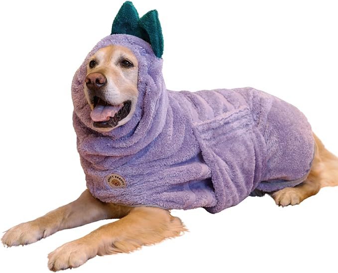 DERPYCHAPPY Premium Dog Towel Robe & Dog Bathrobe for Drying Dogs Made in Korea | Super Absorbent Quick & Adjustable Microfiber Bath Towel for Cats & Puppy Robes After Bath | Soft Coat (S, Lavender)