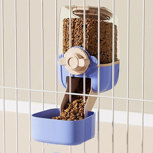 Pet Dog Cat Hanging Automatic Feeders, Auto Gravity Pet Feeder No Drip Water Set, Cage Pet Feeding Bowls Dispenser for Cats Dogs Puppy, Rabbit (Blue-Pink)