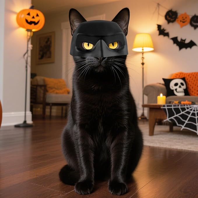Bat Cat Masque Pet Costume Accessory Kitten Dress Up Hat Dress Up Accessory | Black Bat Cosplay Masque Hat for Cats Halloween Holiday Events Theme Photography Holiday Events Theme Photography