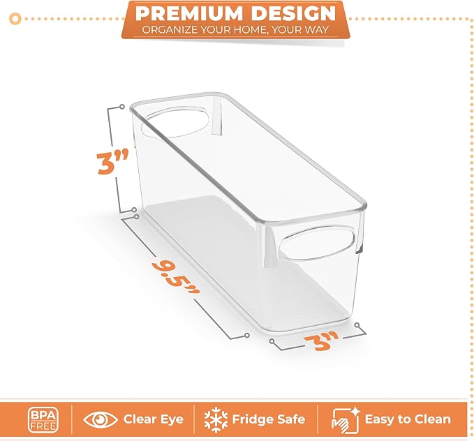 Sorbus Fridge Organizers and Storage, Clear Bins (Small, 10 Pack) | Handles support easy access and transport for pantry shelves, freezers, drawers and medicine-cabinet organization.