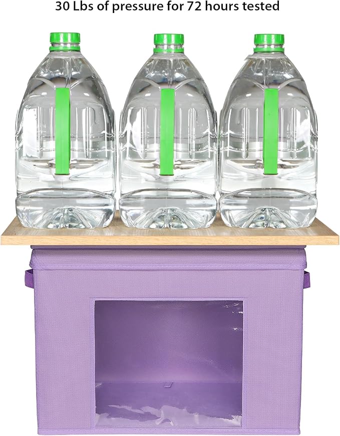 Univivi Fabric Storage Bins with Lids for Closet, 4 Pack, Purple | Fabric Foldable Storage Boxes, Sturdy Collapsible Storage Bins with Clear Window, Storage Cubes for Home, Closet, Shelves