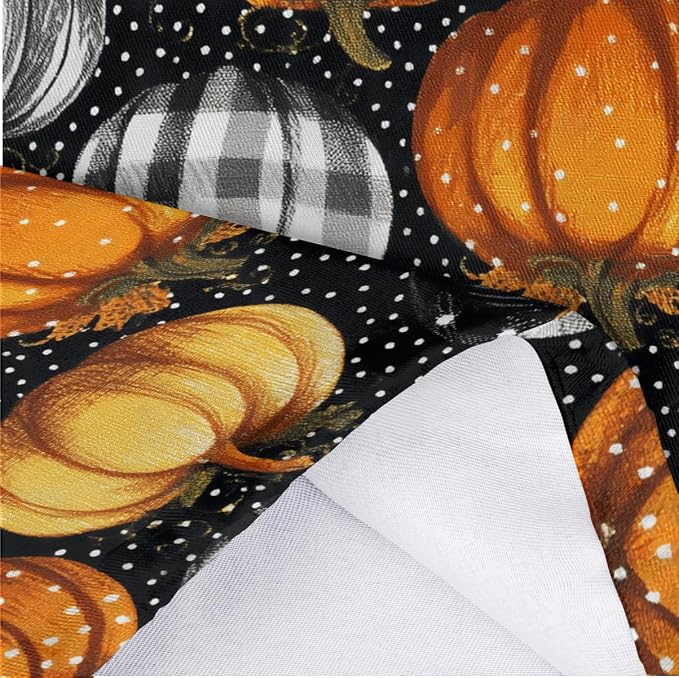 Autumn Pumpkin Plastic Bag Holder Polka Dots Grocery Bag Storage Dispenser Washable Hanging Shopping Bags Carrier Reusable Wall Mount Trash Bag Organizer for Kitchen Pantry