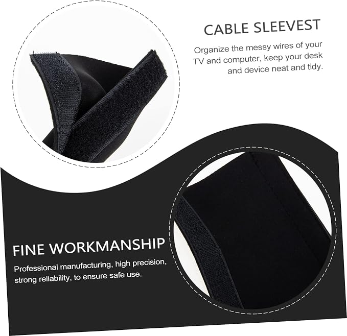 DOITOOL Flexible Neoprene Cord Management Sleeve Cable Wrap Cover for Desk Computer and Office Organization Protects Wires from Pets Bending and Tangles Sleek