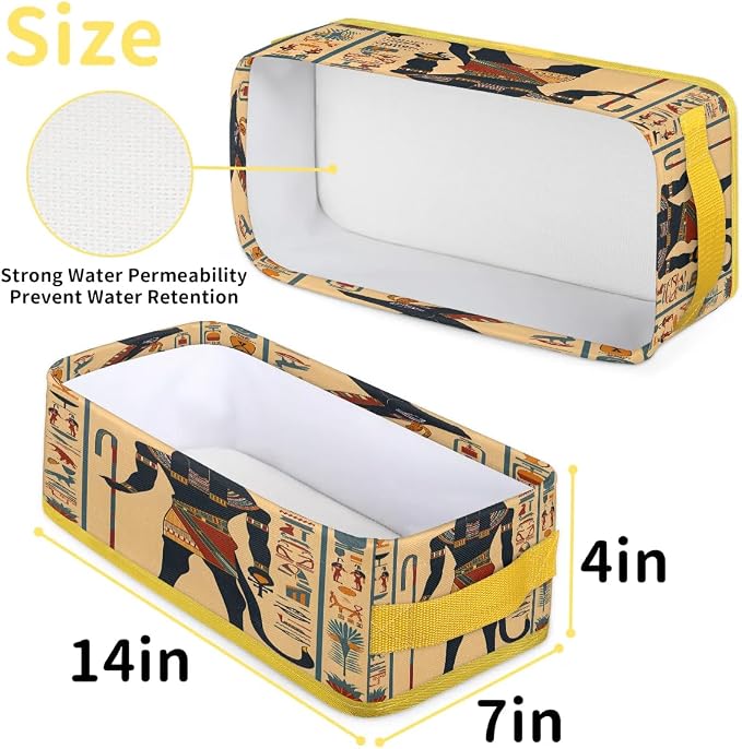 Ancient Egyptian People Bathroom Storage Basket, Foldable with Handle Open Countertop Paper Towel Decorative Box, Toilet Tank Top Shelf Baskets for Home Closet Bedroom Living Room Office