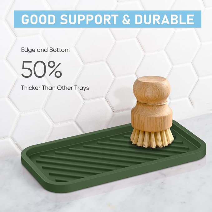Silicone Sponge Holder-Large Thick Durable 10" Sink Organizer Tray-Kitchen
