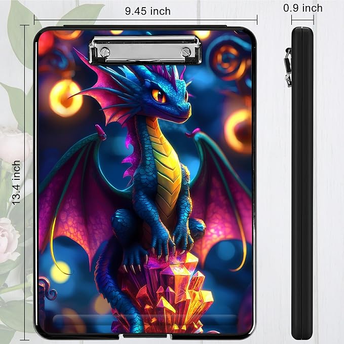Heavy Duty Storage Clipboard, Slim Nursing Clipboard with Internal Pen Case, Portable File Organizer Case for A4 Letter Size Paper Office Medical Professionals, Blue Dragon