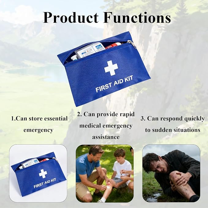 First Aid Bags Empty,Mini First Aid Pouch Empty,Mini First Aid Kit Bulk,Zipper Pouches for Emergency,Travel and Outdoor (Blue 12 Pack, 5.5 * 7.8 inch)