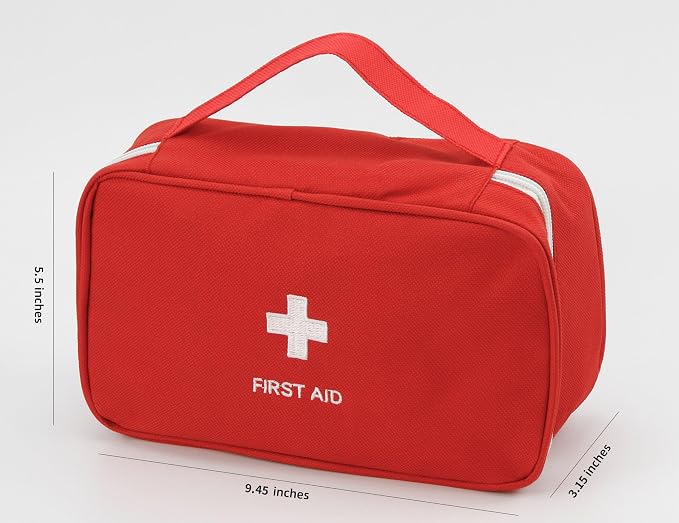 Portable Empty First Aid Kit Bag, Travel Medicine Pouch, Small Medical Bag (Red)