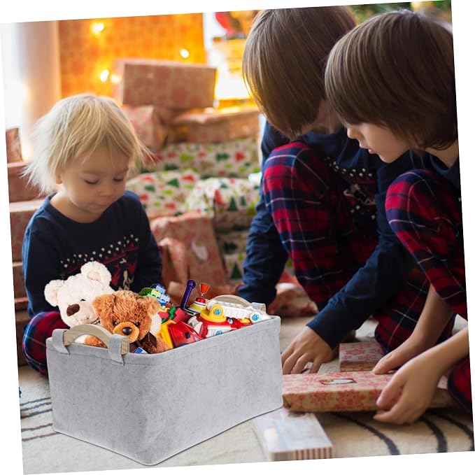 Toyvian Sundries Storage Organizer Bin Portable Handle Stylish Container for Pet Toys Clothing and Decorative Storage for Home and Office