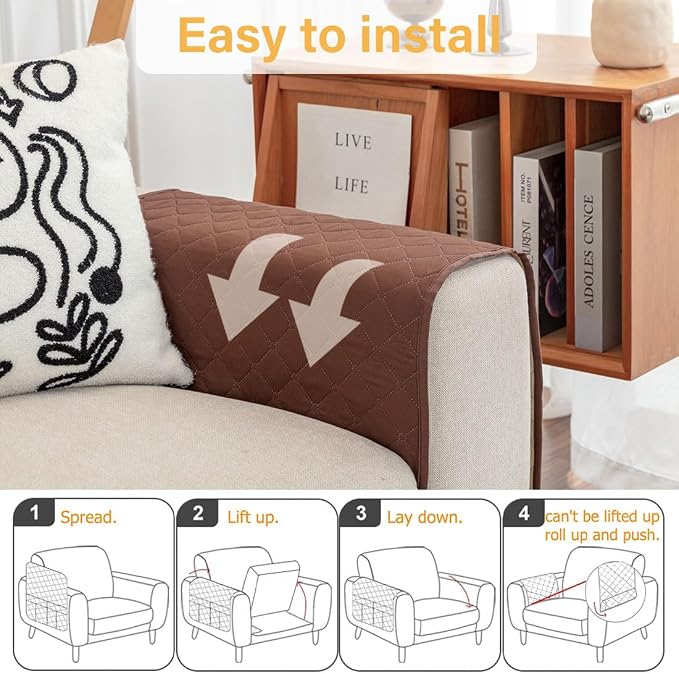 Sofa Armrest Organizer Waterproof Armchair Caddy for Couch Remote Control Holder for Recliner Non Slip Recliner Caddy with 6 Pockets for Magazine, Tablet, Phone, iPad, Coffee
