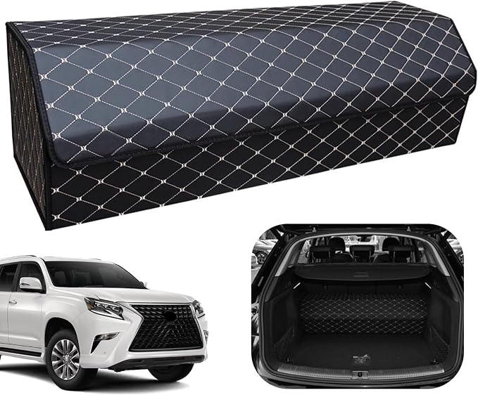Car Trunk Organizer For Genesis GV70 -Custom Fit,Leather Large Capacity Outdoor Trunk Organizer,4-Layer Cover,Diamond Quilted Pattern All-Season Use For Genesis GV70 2022-2025
