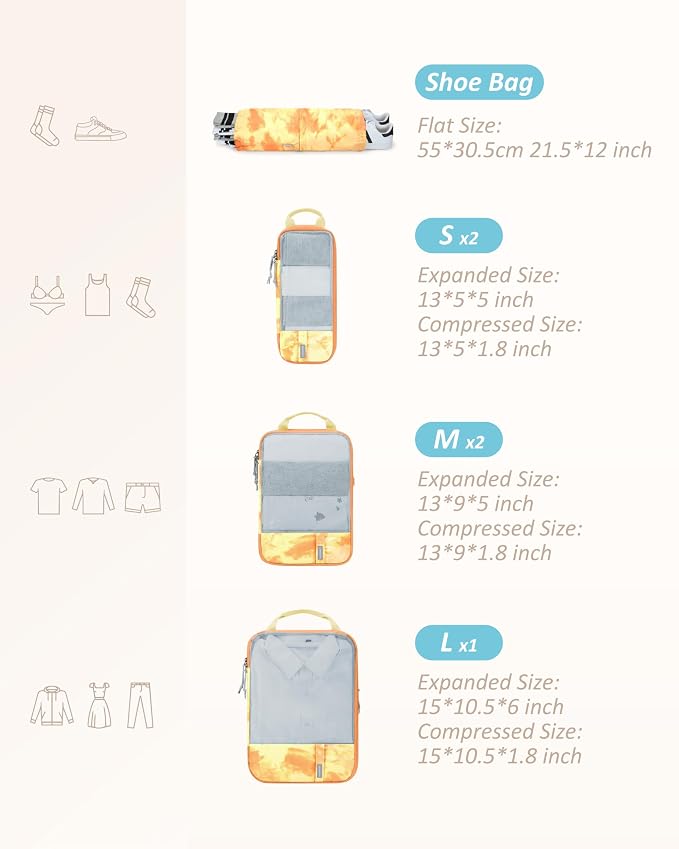 BAGSMART Compression Packing Cubes for Travel Essentials | 14 Set /6 Set /4 Set/2 Set, Lightweight, Durable